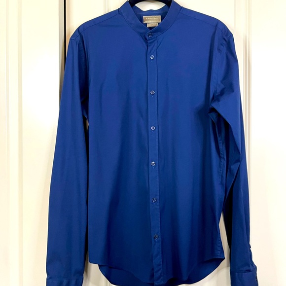 Zara Man Navy Shirt Large Slim Fit - Picture 1 of 12